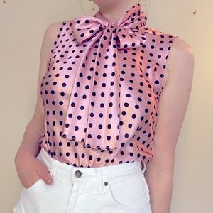 💋🐞 Pink and Black Polka Dot Rockabilly Tank 🐞💋